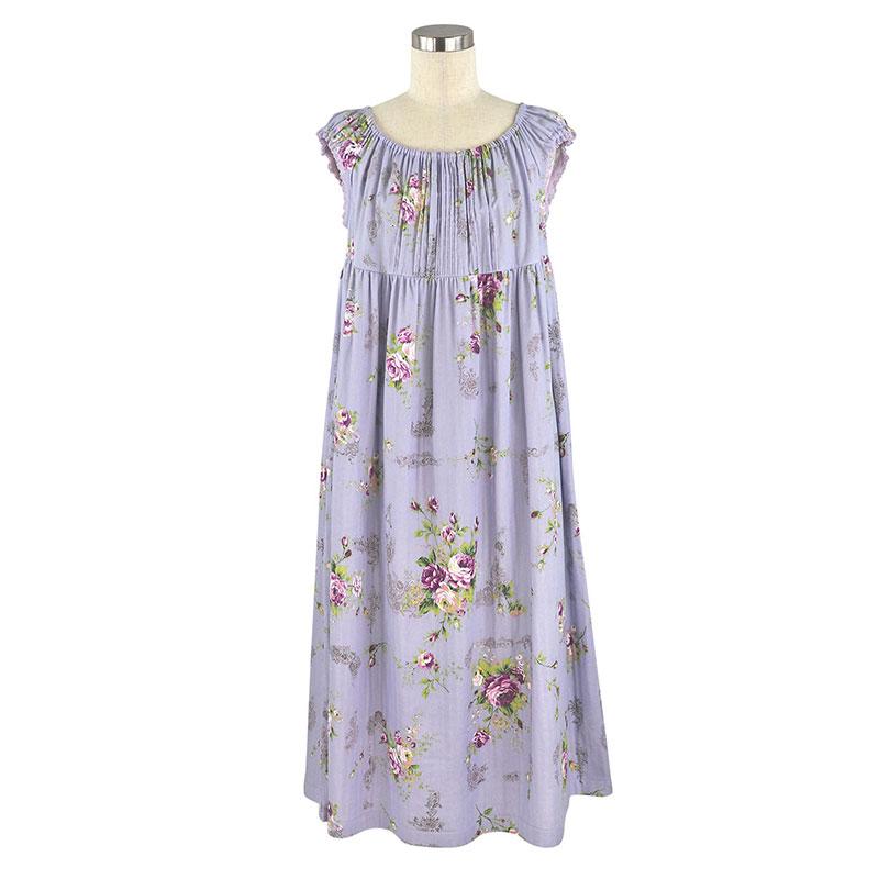 ワンピース レディース 【イクコ IKUKO】 ダブルガーゼ花柄 ルーム