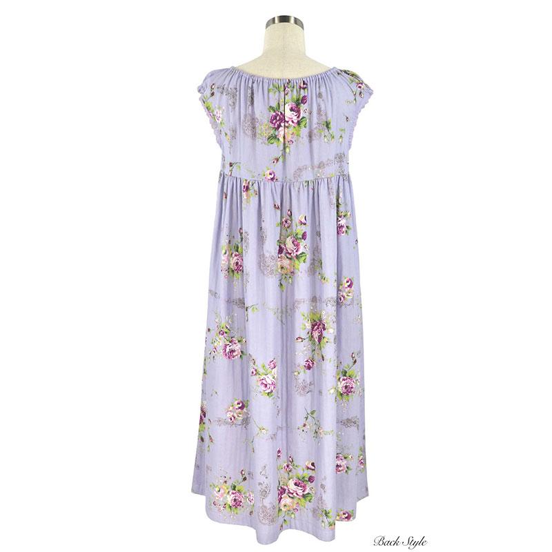 ワンピース レディース 【イクコ IKUKO】 ダブルガーゼ花柄 ルーム