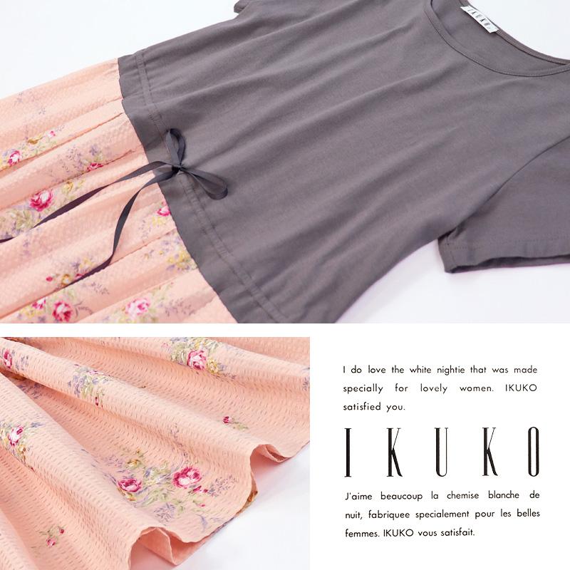 ワンピース レディース 【イクコ IKUKO】 ローンリップル花柄ルーム
