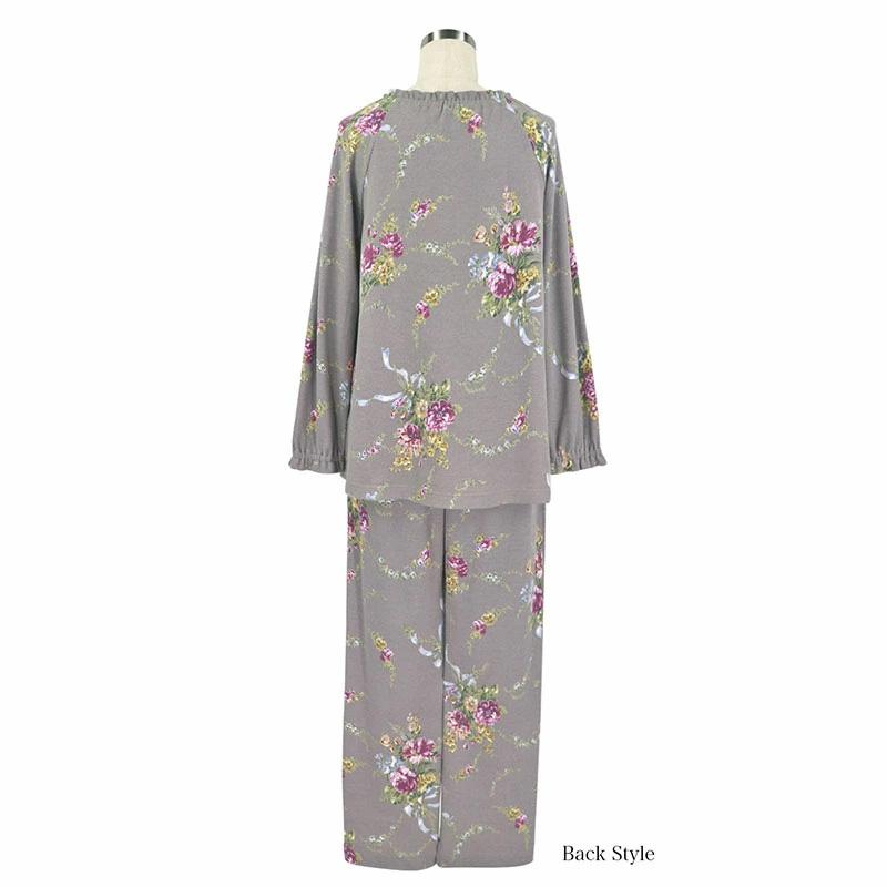 パジャマ レディース 【イクコ IKUKO】 スムース花柄プリント ラグラン