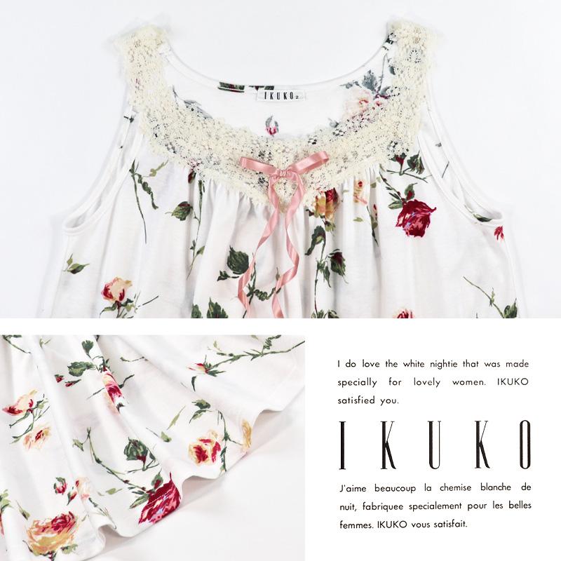 ネグリジェ レディース 【イクコ IKUKO】 SZ天竺花柄プリント レース