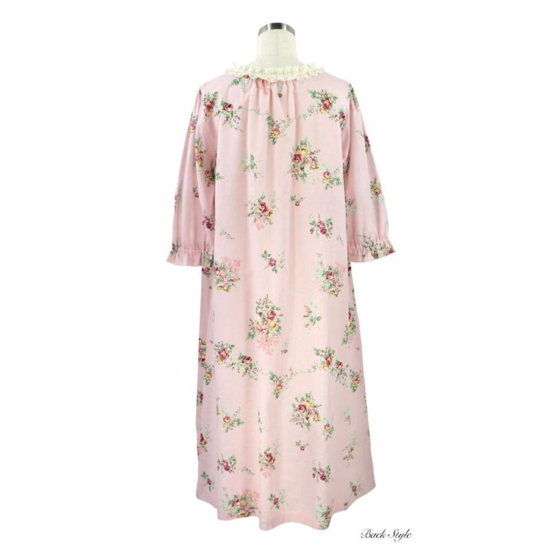 イクコIKUKO☆花柄ワンピースネグリジェ☆未使用タグ付き ネグリジェ レディース 【イクコ IKUKO】シングルガーゼ花柄プリント