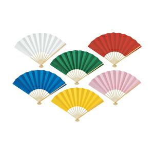 扇子 無地 お祭り 夏祭り 運動会 売り切れ必至 メール便12点まで 緑 カラー扇子 メール便対象商品