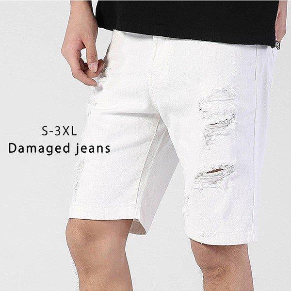 クラッシュ デニム ショーツ ハーフパンツ メンズ ハーフパンツ 白 ホワイト メンズ ダメージ加工 デニムショーツ 短パン ハーフパンツ デニム シ Eight I L 068 Il Shop 通販 Yahoo ショッピング