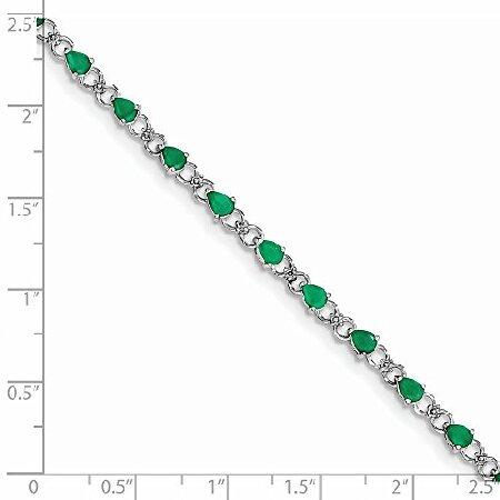 Solid 925 Sterling Silver Emerald Green May Gemstone and Diamond Bracelet - with Secure Lobster Lock Clasp 7