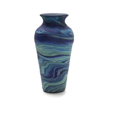 花瓶 海外のお洒落な雑貨を気軽に直輸入!送料無料！Hebr0n Arts Glass Fl0wer Vase | Hand Bl0wn Ph0enician Glass Vase| Palestinian Hebr0n Glass | Special Swirl Effect (Blue)＿並行輸入