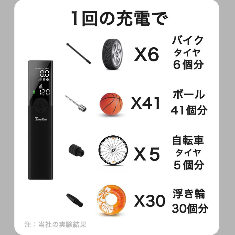 Take‐One Airpump A-20 空気入れ エアーコンプレッサー 電動 電動空気入れ 自転車 自転車用 充電式 軽量 電動ポンプ｜ilifejapan｜07