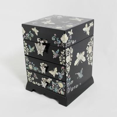アクセサリーケース 螺鈿ラデン商品 黒地 蝶模様 宝石箱 宝箱 