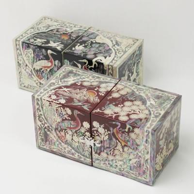アクセサリーケース 螺鈿ラデン商品 鶴風景 宝石箱 ジュエリーボックス 
