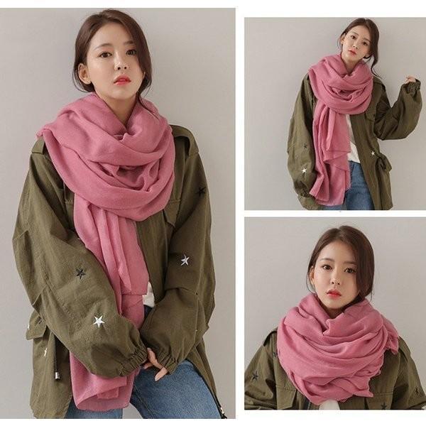 大特価】大判ストール 無地 綿80% 麻20％ 全13色 薄手 春 夏 秋