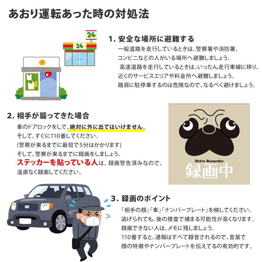 ドライブレコーダー ドラレコ ステッカー 後方録画中 あおり運転防止 シール 防犯 録画 パグ 送料無料｜illumi｜08