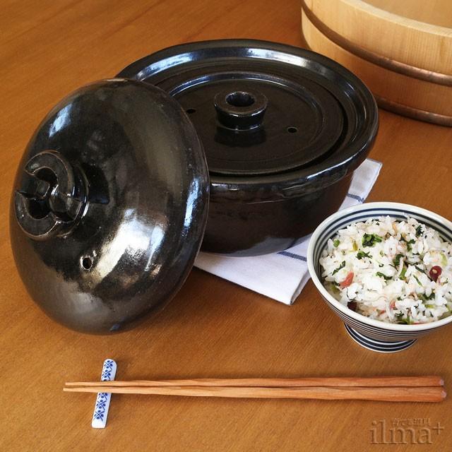 4th-market 籠 カゴ ご飯釜 2合 黒 土鍋炊きご飯 : 食器 生活雑貨 
