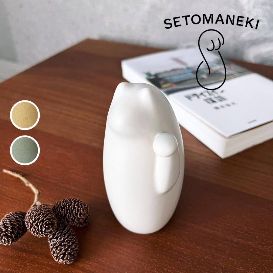 SETOMANEKI 小 招き猫 置き物 和モダン ギフト おしゃれ 黄・緑・灰・黒 | 