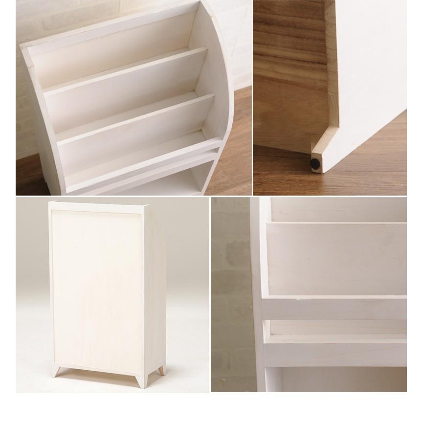 絵本棚 マガジンラック 木製 収納 完成品 Blanc 絵本ラック MCC-6189AW