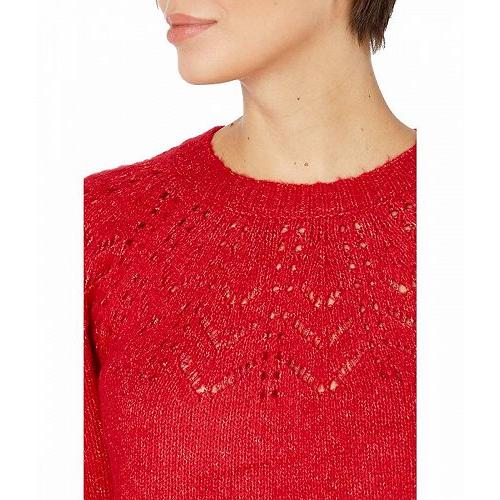 売上最激安 Steve Madden スティーブマデン レディース 女性用 ファッション セーター Turn Knit Up Sweater - Crimson Red