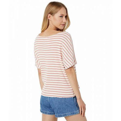 Three Dots スリードッツ レディース 女性用 ファッション Tシャツ Stripe Softserve Tee - Porcelain Rose Pristine Stripe｜ilovela｜02