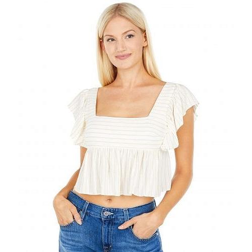 BCBGMAXAZRIA ビーシービージーマックスアズリア レディース 女性用 ファッション ブラウス Stripe Ruffle Top - Off-White Combo｜ilovela