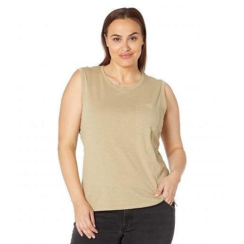 Madewell レディース 女性用 ファッション トップス シャツ Plus Whisper Cotton Crew Neck Pocket Muscle Tank - Ash Green
