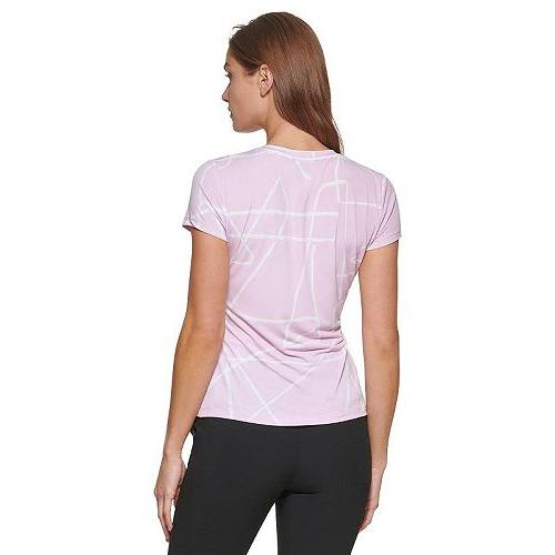 DKNY ダナキャランニューヨーク レディース 女性用 ファッション ブラウス Short Sleeve Side Knot Top - Pink Lavender/Parchment｜ilovela｜02