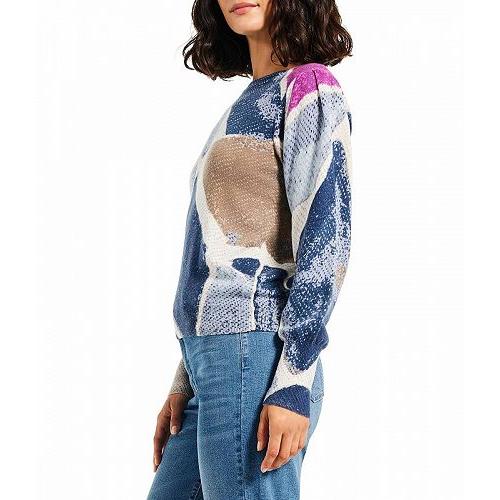 ウェザーニュース NIC+ZOE ニックアンドゾー レディース 女性用 ファッション セーター Printed Tiles Femme Sleeve Sweater - Blue Multi
