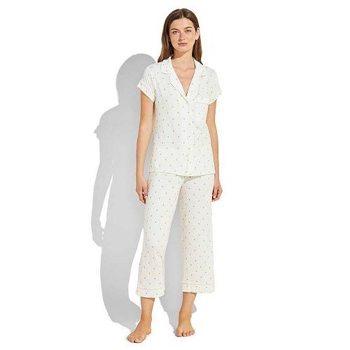 純正お値下 Eberjey エバージェイ レディース 女性用 ファッション パジャマ 寝巻き Giving Palm Short Sleeve Crop Pj Set Magnolia Tropical Green 純正激安 Ssl Daikyogo Or Jp