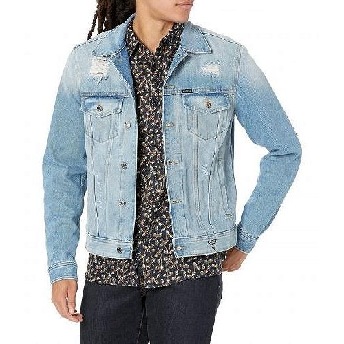 21年新作入荷 ファッション 男性用 メンズ ゲス Guess アウター Destroy Wash Light Jacket Denim Dillon カジュアルジャケット コート ジャケット アウター ファッション 男性用 メンズ ゲス Guess ジャケット ジャケット