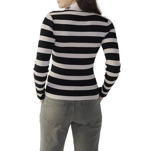 大手通販 Sanctuary サンクチュアリ レディース 女性用 ファッション セーター Lean in Button Shoulder Rib Top - Toasted Marshmellow Stripe