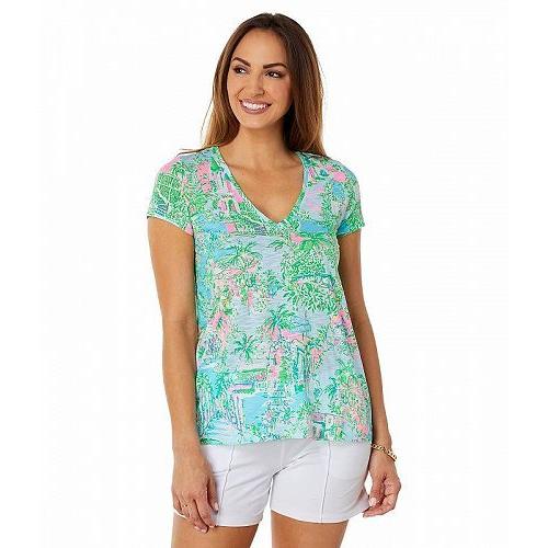 Lilly Pulitzer リリーピューリッツァー レディース 女性用 ファッション Tシャツ Etta V-Neck - Multi Lilly Loves Palm Beach