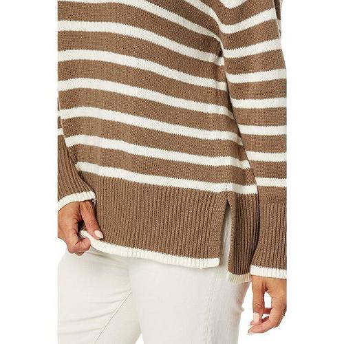 【スーパーセール】 Lucky Brand ラッキーブランド レディース 女性用 ファッション ブラウス Striped Mock Neck Tunic - Shitake Whispe White