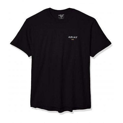 クリスマスファッション Crewwork Logo Sleeve Short Cottonstrong Rebar Men's Tシャツ ファッション 男性用 メンズ アリアト Ariat Utility Black - Shirt Tee 長袖