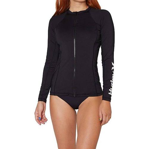 21公式店舗 Hurley ハーレー レディース 女性用 スポーツ アウトドア用品 水着 ラッシュガード スイムシャツ One And Only Solid Long Sleeve Zip Rashguard Black スプリングフェア Skylanceronline Com