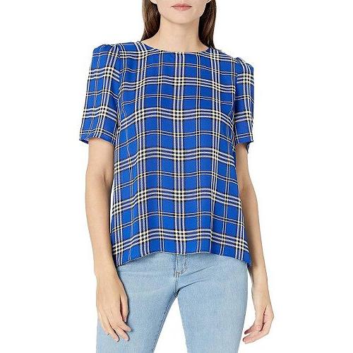 セットアップ Vince Camuto ヴィンスカムート レディース 女性用 ファッション ブラウス Camuto Women S Short Sleeve Shoulder Plaid Blouse Electric Blue 半袖 サイズ等 Xs Www Oroagri Eu