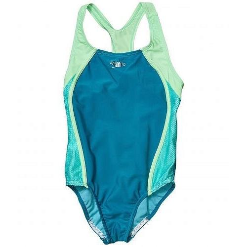 Speedo Kids スピード 女の子用 スポーツ アウトドア用品 キッズ 子供用水着 ワンピース Mesh Splice Thick Strap One Piece Big Kids Capri Breeze M2b Stafe Fr