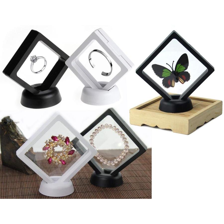 フローティングディスプレイケース 正方形 11 x 11cm 白/ 1セット