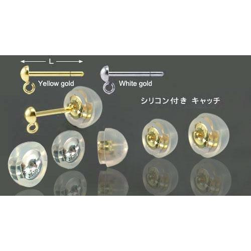 ゴールドK18 ピアス キャッチ #0S-2 (シリコン付き、中) /ペア : アイ 