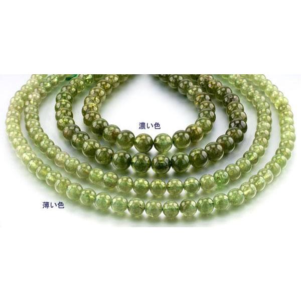 グリーン ガーネット ラウンド(玉)8mm (薄い色) /約8cm（11個) | 