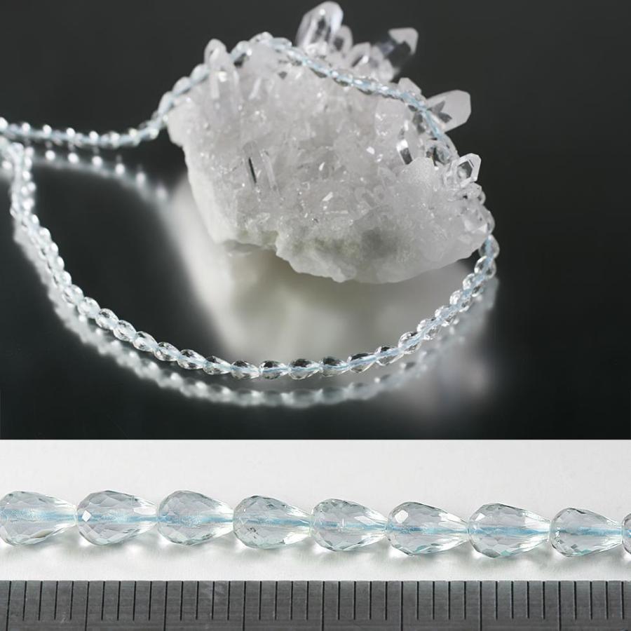 アクアマリン ドロップカット(縦穴) 約5x3.5mm /2個 : アイ・ラブ 