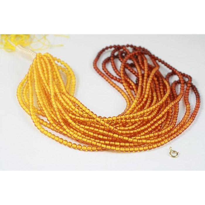 アンバー(琥珀グラデーション色) ラウンド(玉)3mm / 約20cm（半連