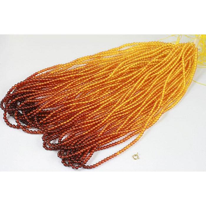アンバー(琥珀グラデーション色) ラウンド(玉)3mm / 約20cm（半連