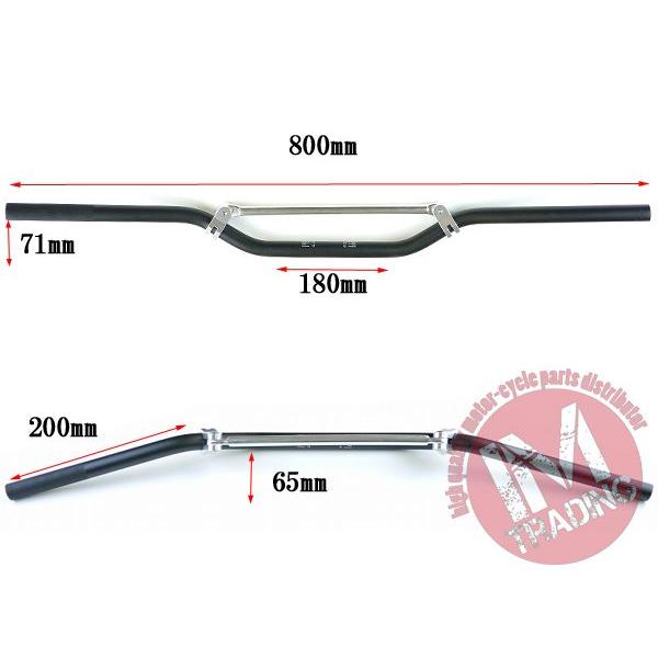 オフロード用ブレース付きバイクハンドル CR-LOW ブラック 22.2mm : IM