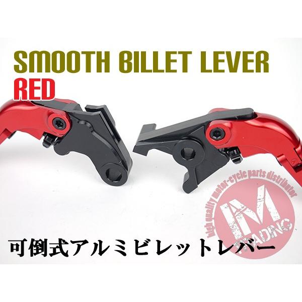 YZF-R1 RN09 YZF-R6 5MT RJ03/RJ05 YZF-R6S FZ1フェザー RN06/RN07 FZS1000 スムースツーリングレバー 可倒式ビレット 赤 レッド 調整可能｜im-trading｜02