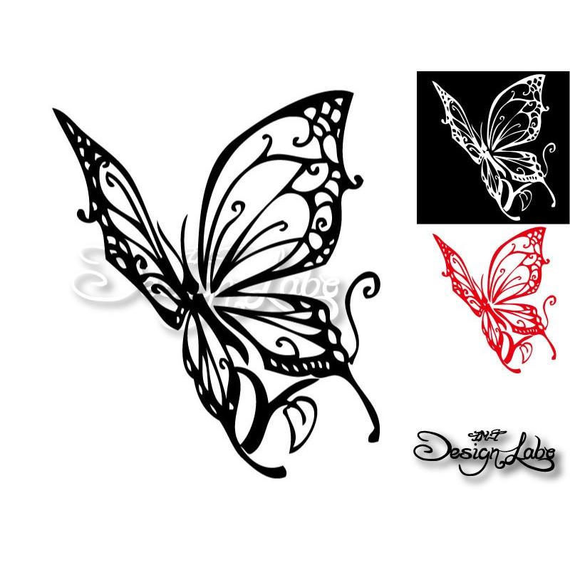 バタフライ type1 デザインカッティングステッカー カラーバリエーション有（黒・白・赤） Butterfly 蝶 大型｜im-trading