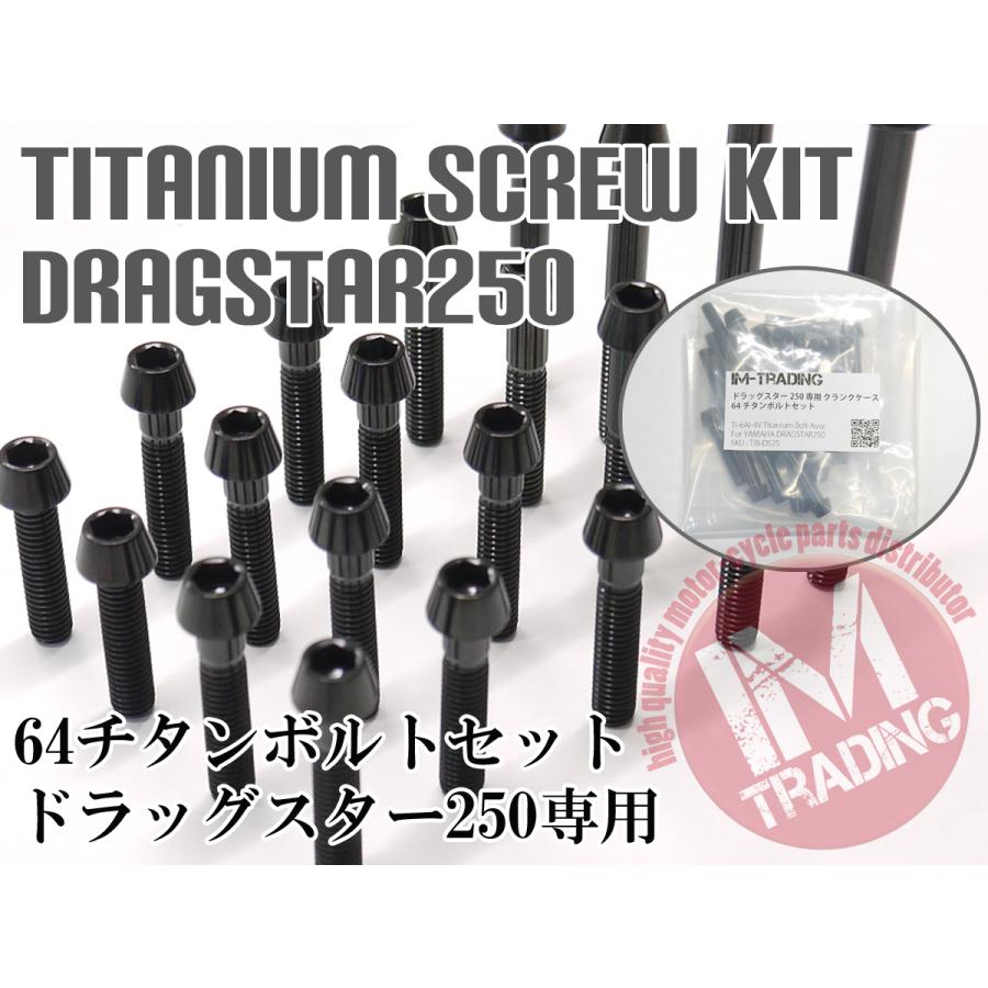 輝く高品質な ドラッグスター250専用 64チタン製 クランクケースボルトセット 23本 テーパーキャップ ブラック 黒 Ti 6al 4v 再再販 Studiostodulky Cz