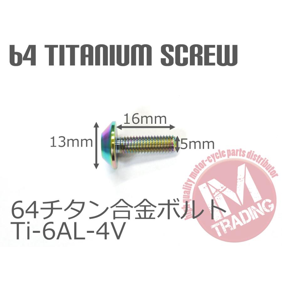 64チタンスクリーンボルト M5×16mm P0.8 6本セット ゆうパケット対応