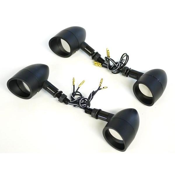 ブリムウインカー ミラーレンズ マットブラック 1台分セット バイク用 マグナ50 マグナ250 スティード シャドウ VT400 VT750S等に