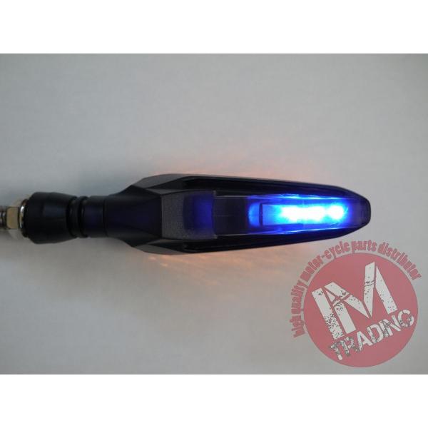 LEDウィンカー 2個セット 多色切替 デュアルカラー LEDウインカー TYPE2 ブルー ポジション付 2個