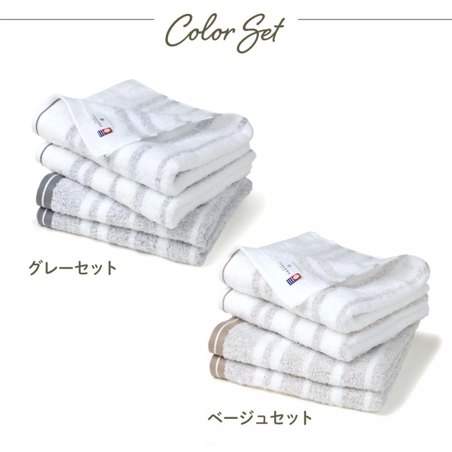 今治タオル（imabari towel） フェイスタオル4枚セット ボーダータオル