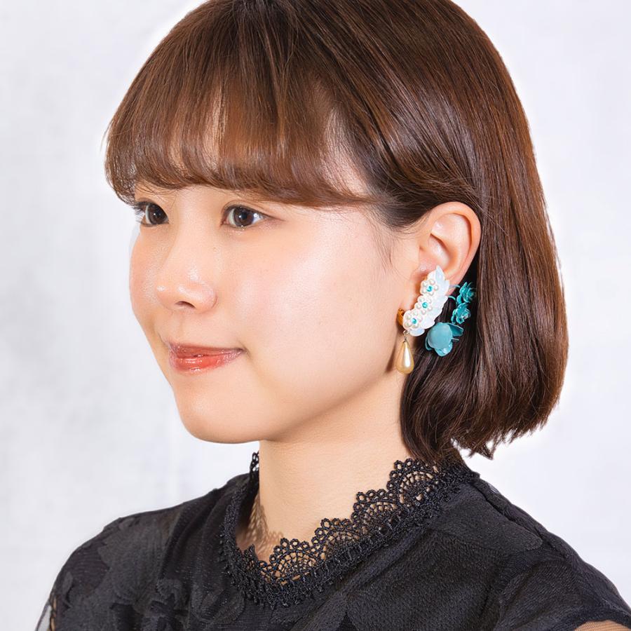 青い 薔薇 の アクセサリー イヤリング パール ブルー ホワイト 059284 メール便 痛くなりにくい ニッケルフリー   イマックジュエリー公式 爆買 | ブランド登録なし | 05