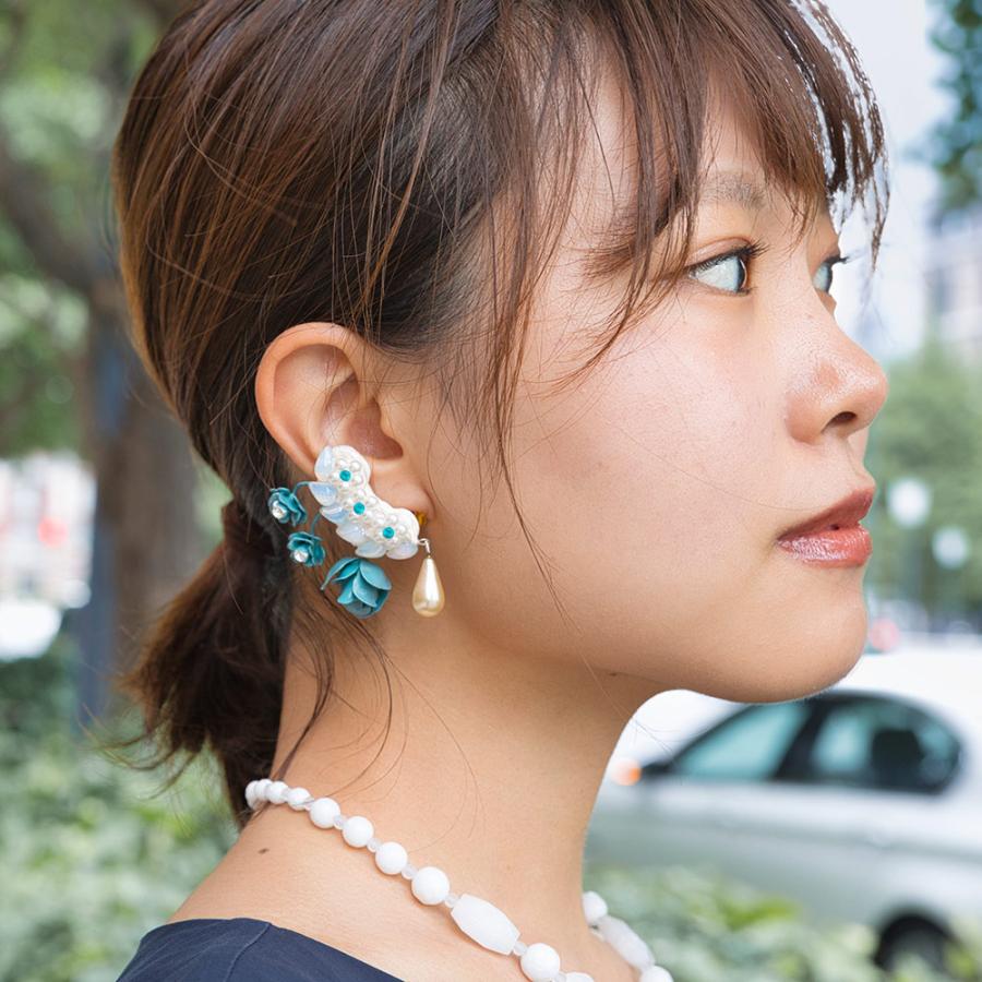 青い 薔薇 の アクセサリー イヤリング パール ブルー ホワイト 059284 メール便 痛くなりにくい ニッケルフリー   イマックジュエリー公式 爆買 | ブランド登録なし | 06