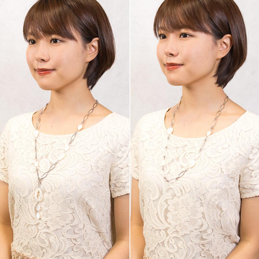 ネックレス 白蝶貝 ホワイト Y字 2WAY 68cm 142546 イマックジュエリー 